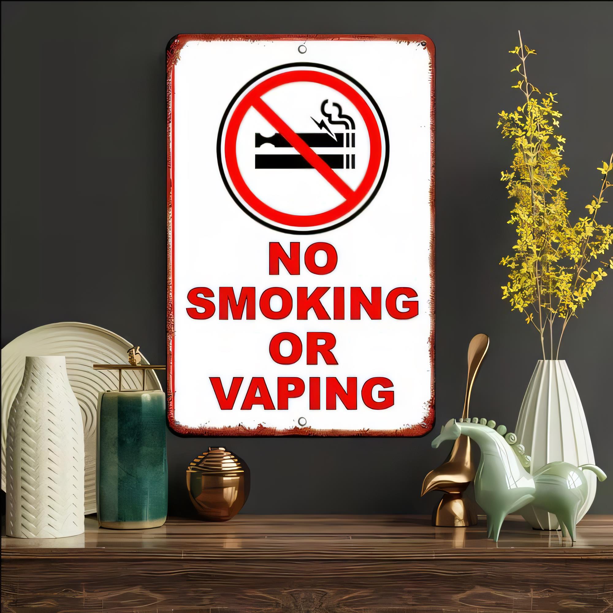 Tin Sign No Smoking Or Vaping  - Vape Decoration review and price